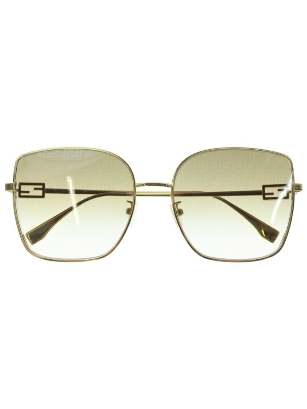 Fendi Baguette Sunglasses Square Metal Frame Eyewear Gold
